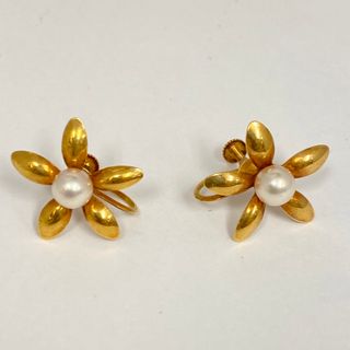 TASAKI - 美品 TASAKI タサキ K18製 真珠 イヤリング 花 フラワー