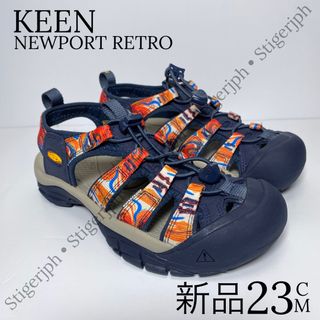 キーン(KEEN)のキーン　ニューポートレトロ　オレンジ　ネイビー　23CM(サンダル)