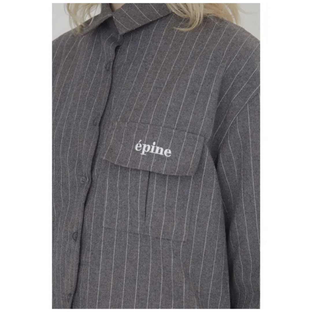 épine - épine over design shirt stripe gray の通販 by