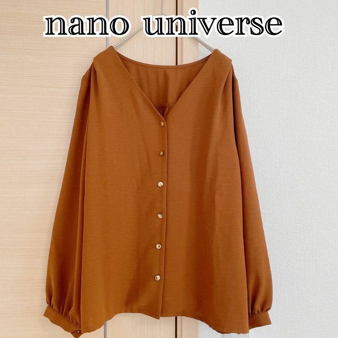 ナノユニバース　nano universe　長袖ブラウス　チュニック　ブラウン
