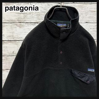 パタゴニア(patagonia)の756【入手困難】パタゴニア☆ワンポイントロゴ　黒　ハーフスナップT フリース(ブルゾン)