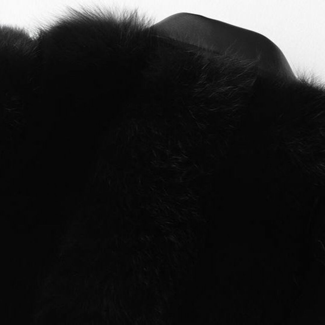 新品★最高級↑フォックス &羊革 &中棉コート黒ライダースジャケット毛皮ファー 8