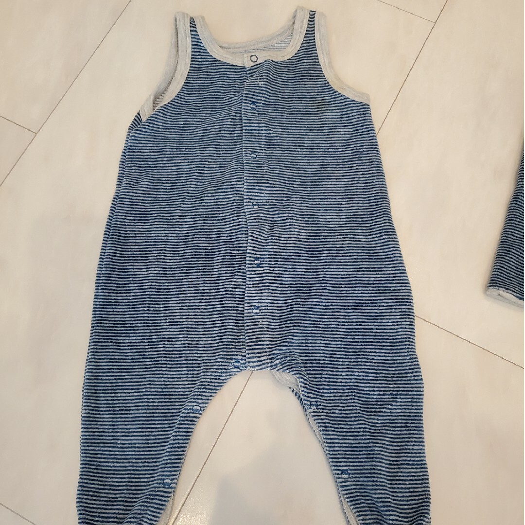 PETIT BATEAU(プチバトー)のプチバトー　ロンパース　カバーオール　新生児　２点セット　60 70 キッズ/ベビー/マタニティのベビー服(~85cm)(ロンパース)の商品写真