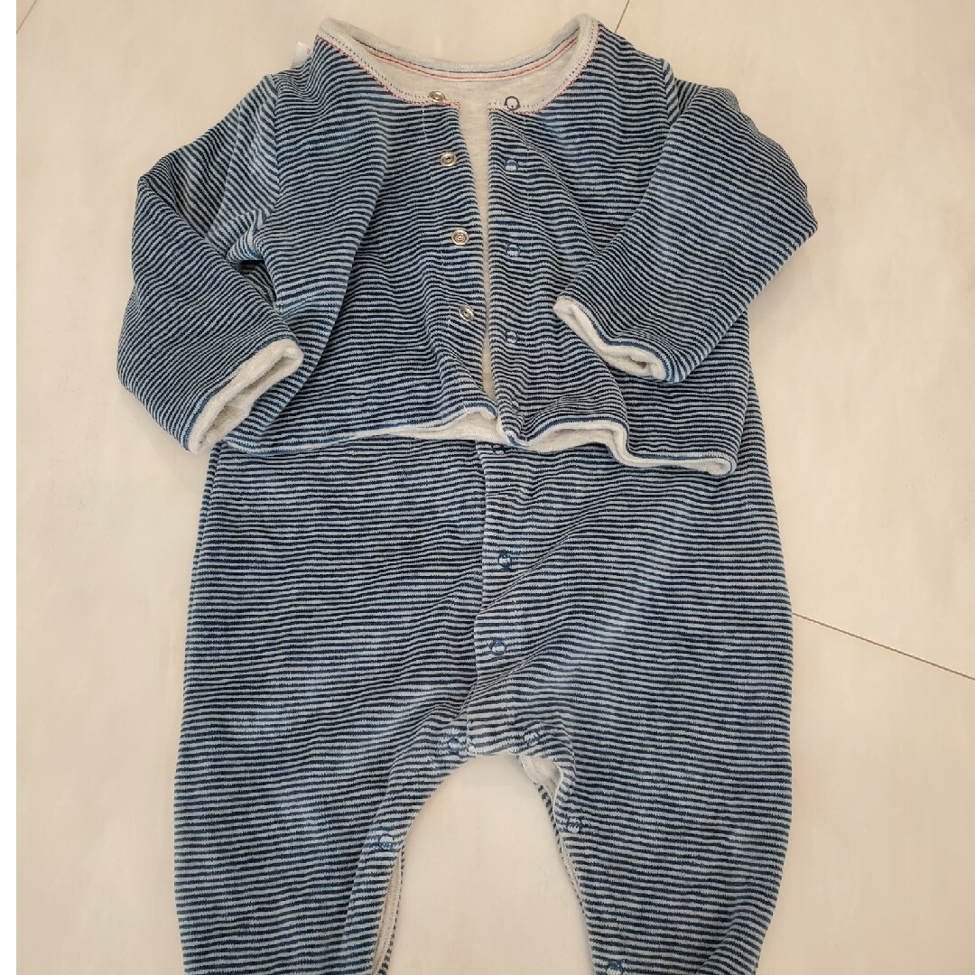 PETIT BATEAU(プチバトー)のプチバトー　ロンパース　カバーオール　新生児　２点セット　60 70 キッズ/ベビー/マタニティのベビー服(~85cm)(ロンパース)の商品写真