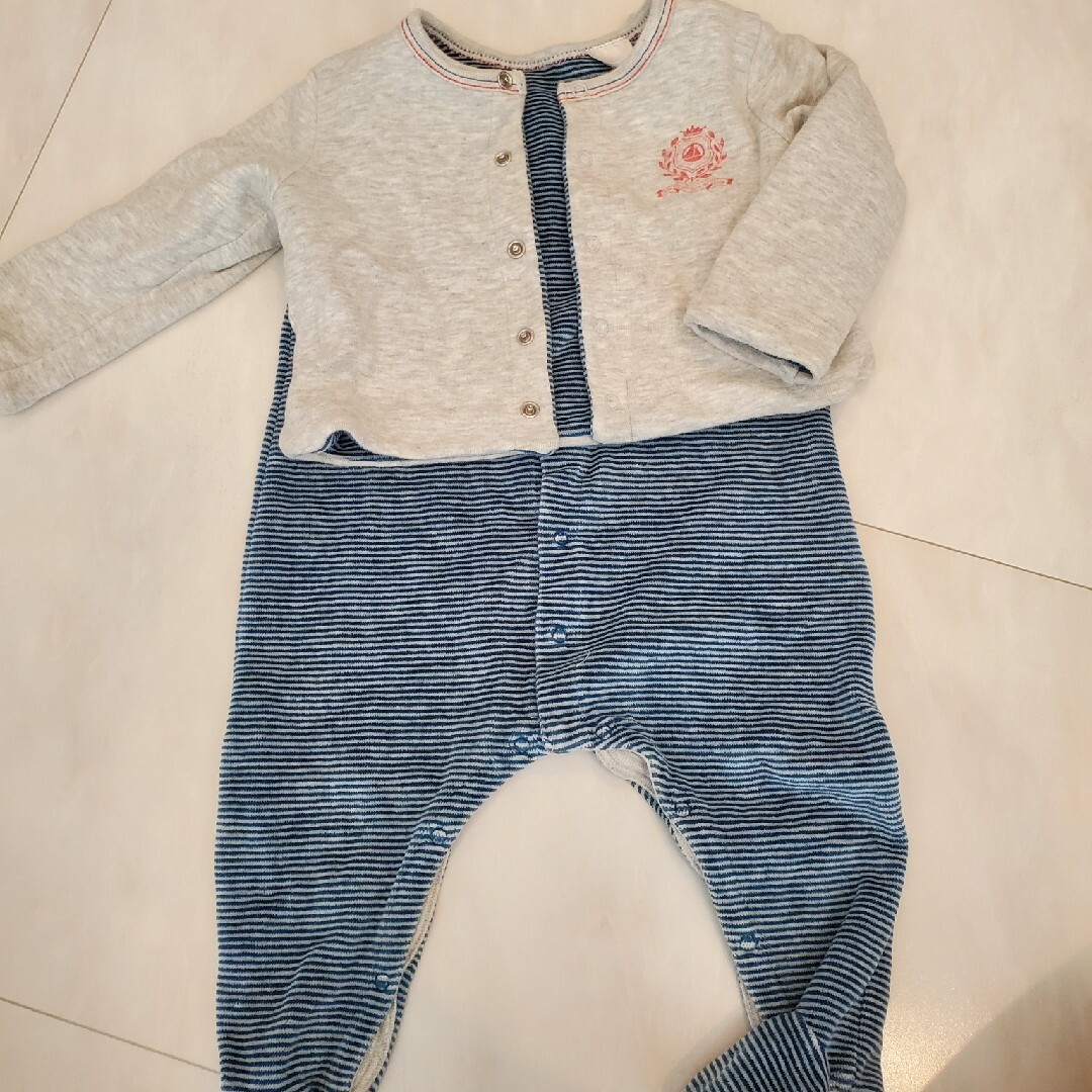 PETIT BATEAU(プチバトー)のプチバトー　ロンパース　カバーオール　新生児　２点セット　60 70 キッズ/ベビー/マタニティのベビー服(~85cm)(ロンパース)の商品写真