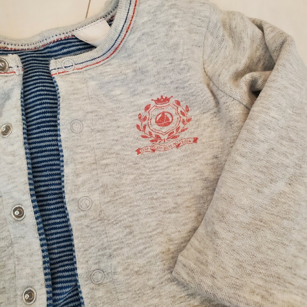 PETIT BATEAU(プチバトー)のプチバトー　ロンパース　カバーオール　新生児　２点セット　60 70 キッズ/ベビー/マタニティのベビー服(~85cm)(ロンパース)の商品写真