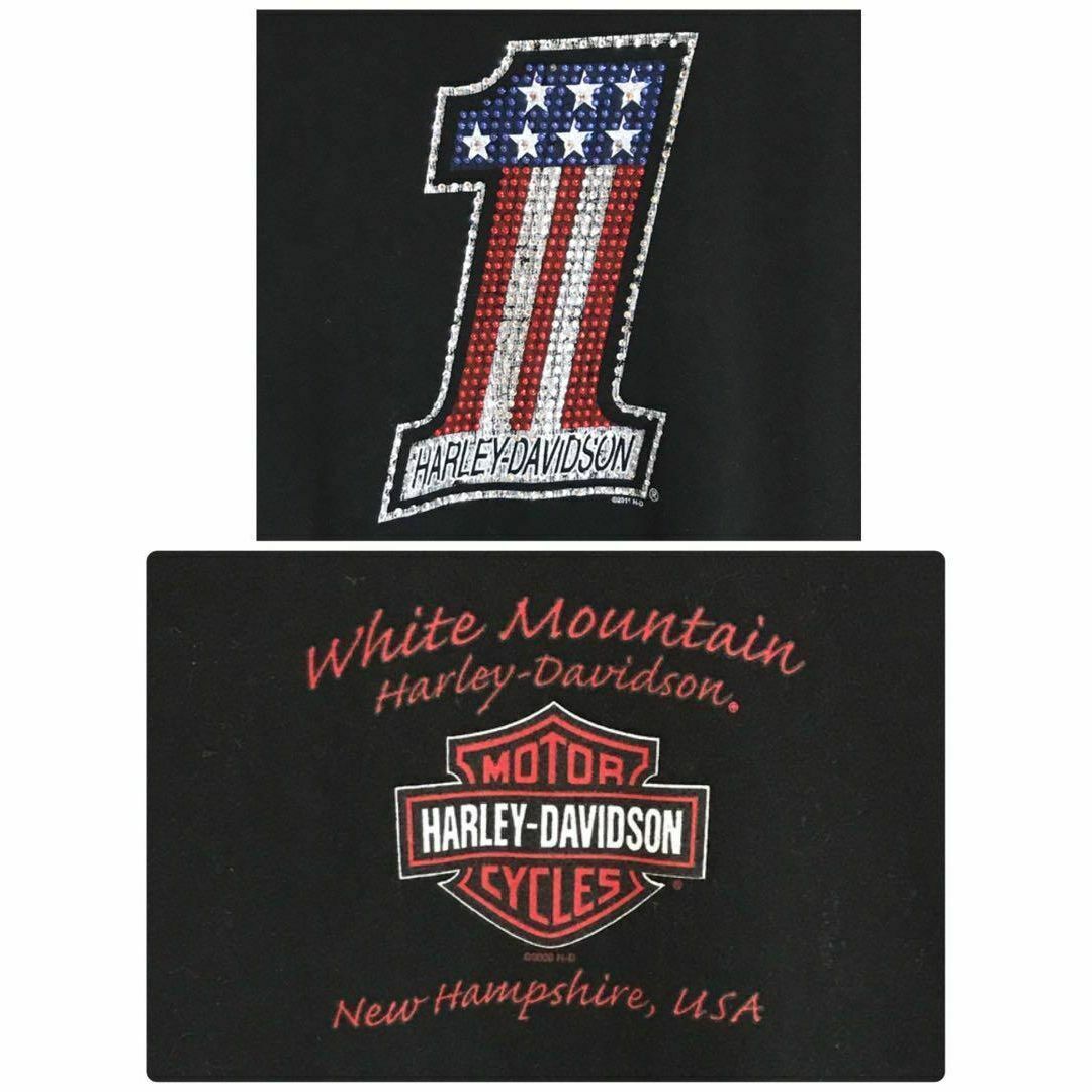 Harley Davidson(ハーレーダビッドソン)の【USA製】ハーレーダビッドソン　１サインビジューTシャツ　人気黒　F577 レディースのトップス(Tシャツ(半袖/袖なし))の商品写真