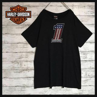 ハーレーダビッドソン(Harley Davidson)の【USA製】ハーレーダビッドソン　１サインビジューTシャツ　人気黒　F577(Tシャツ(半袖/袖なし))