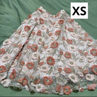 シックウィッシュ(Chicwish)のchicwish 立体花柄　スカート　XS(ロングスカート)