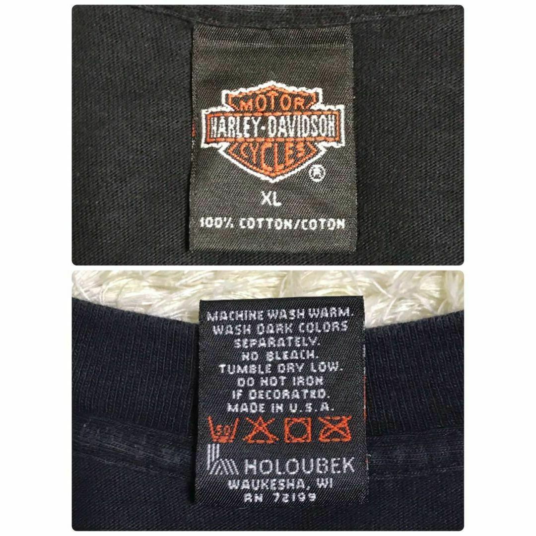 Harley Davidson(ハーレーダビッドソン)の【USA製】ハーレーダビッドソン　USA国旗デザインTシャツ　人気黒　F578 メンズのトップス(Tシャツ/カットソー(半袖/袖なし))の商品写真