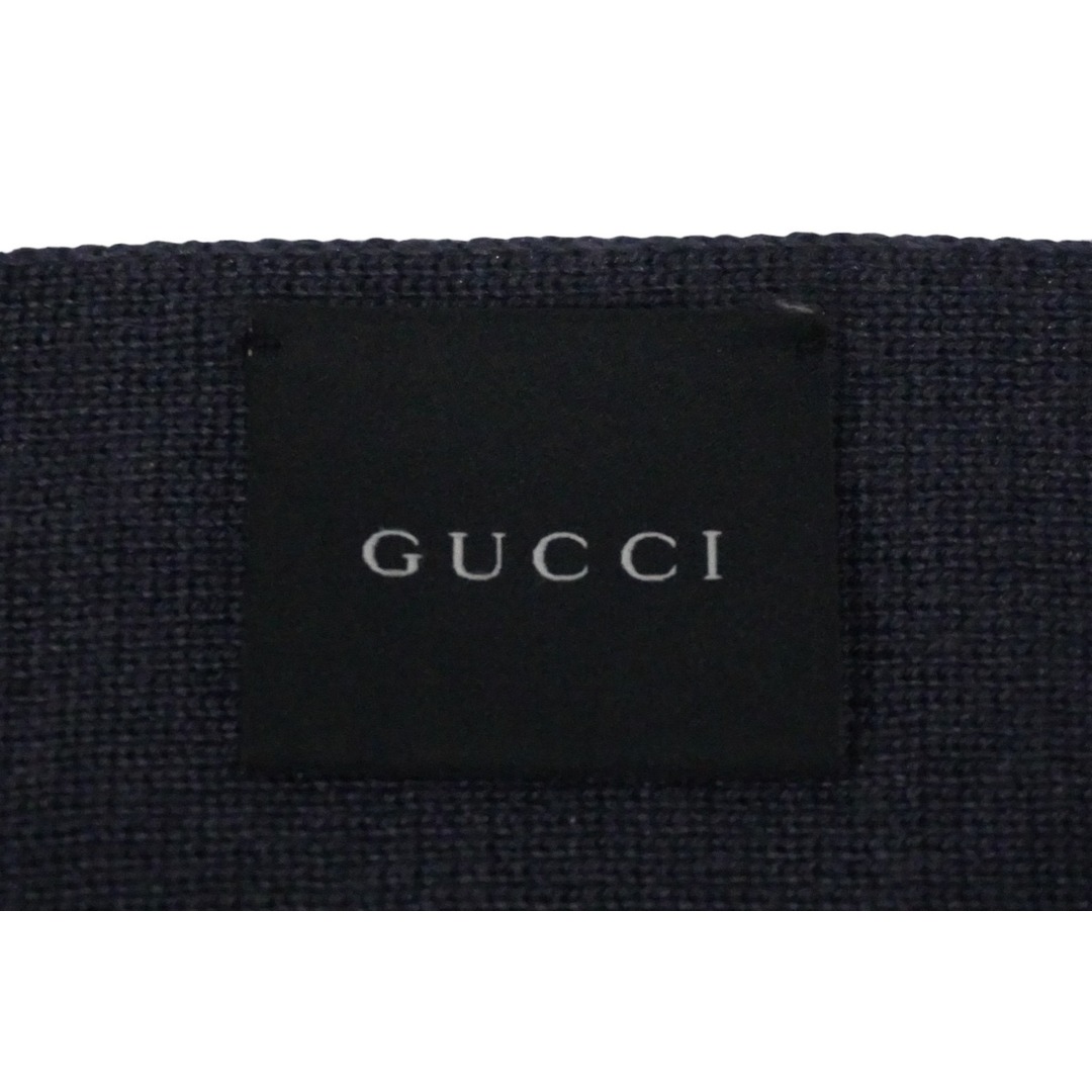 Gucci(グッチ)の極美品 GUCCI グッチ マフラー ショール ウール ストライプ グレー ネイビー レッド 中古 55528 レディースのファッション小物(マフラー/ショール)の商品写真