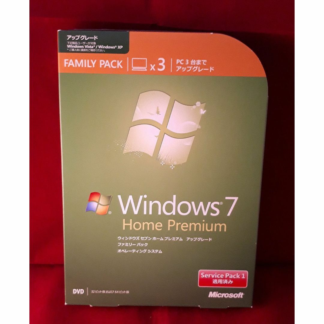 正規●Windows 7 Home Premium UP●製品版３台認証