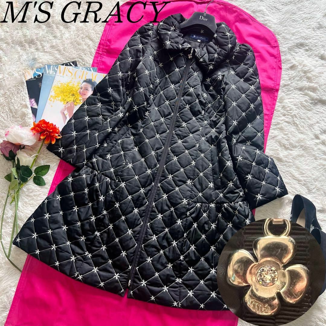 M'S GRACY(エムズグレイシー)の【美品】M'S GRACY ロングダウンコート ブラック フレア ブラック 38 レディースのジャケット/アウター(ダウンコート)の商品写真