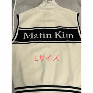 Matin Kiｍ SPELL POINT STRIPE ニットベスト L 白(ベスト/ジレ)