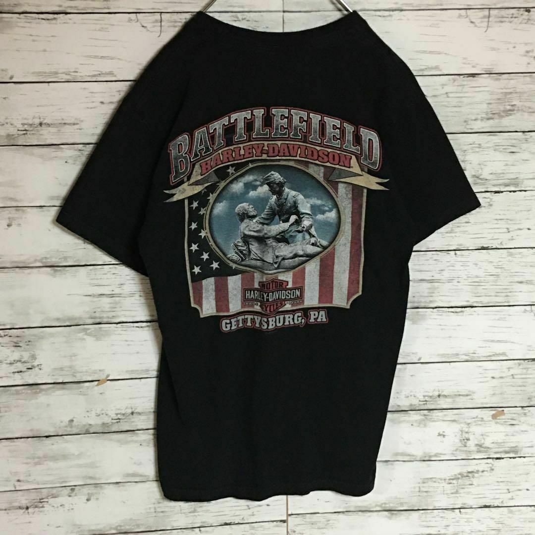 Harley Davidson(ハーレーダビッドソン)の【人気両面プリント】ハーレーダビッドソン　半袖Tシャツ　イーグル軍人　F543 メンズのトップス(Tシャツ/カットソー(半袖/袖なし))の商品写真