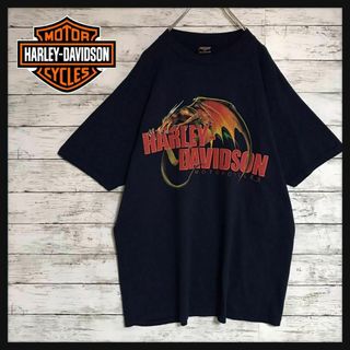 ハーレーダビッドソン(Harley Davidson)の【USA製】ハーレーダビッドソン　ドラゴンプリントTシャツ　美品　F572(Tシャツ/カットソー(半袖/袖なし))