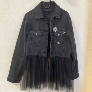 ザラ(ZARA)の♡本日限定お値下♡ZARA ビジュー チュール デニムジャケット M♡(Gジャン/デニムジャケット)