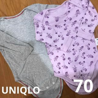 ユニクロ(UNIQLO)のユニクロ　SNOOPY ロンパース2枚セット(ロンパース)