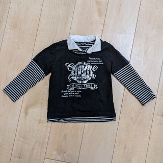 コムサイズム(COMME CA ISM)の100　コムサイズム　ロンT　シャツ　襟　男の子　秋冬　黒　ボーダー(Tシャツ/カットソー)