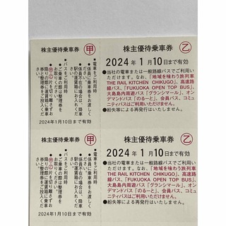 西日本鉄道(西鉄)優待乗車券2024/01/10まで有効<0.5シート=2枚>G(鉄道乗車券)