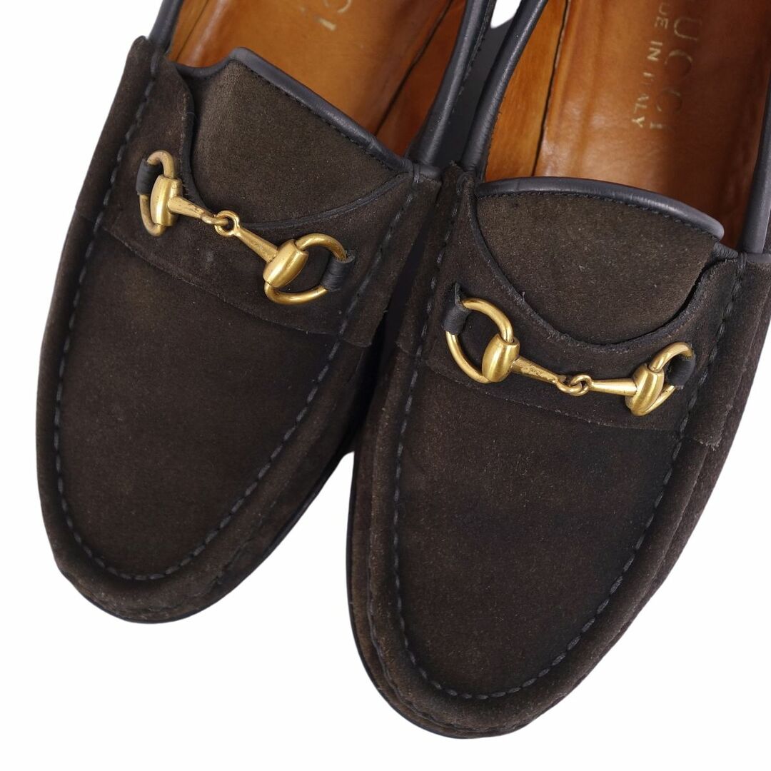 Gucci(グッチ)のVintage グッチ GUCCI ローファー モカシン ホースビット スウェードレザー シューズ レディース 7B(24cm相当) ダークブラウン レディースの靴/シューズ(ローファー/革靴)の商品写真