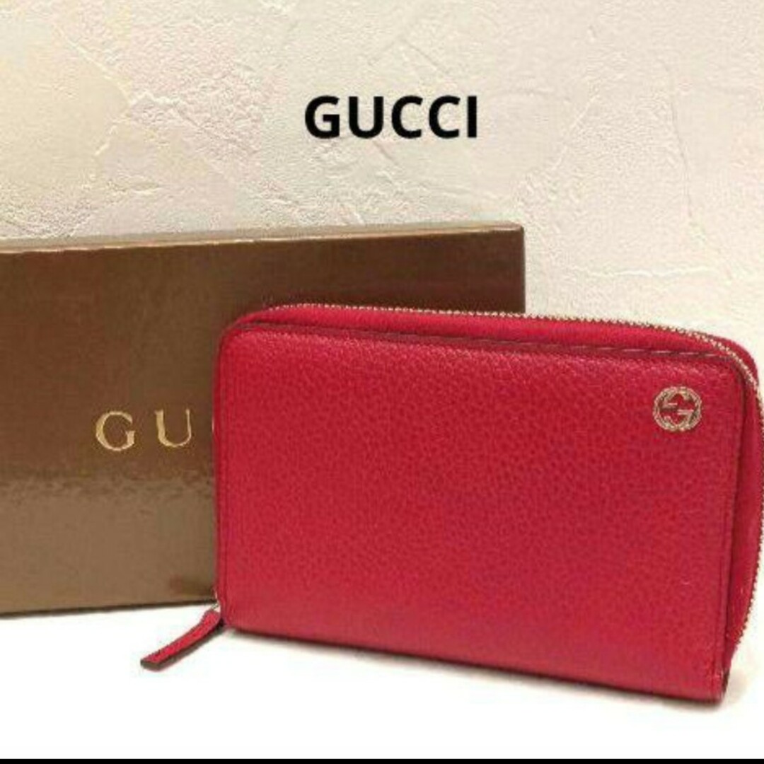 GUCCI♡インターロッキングG 二つ折り財布 レッド-