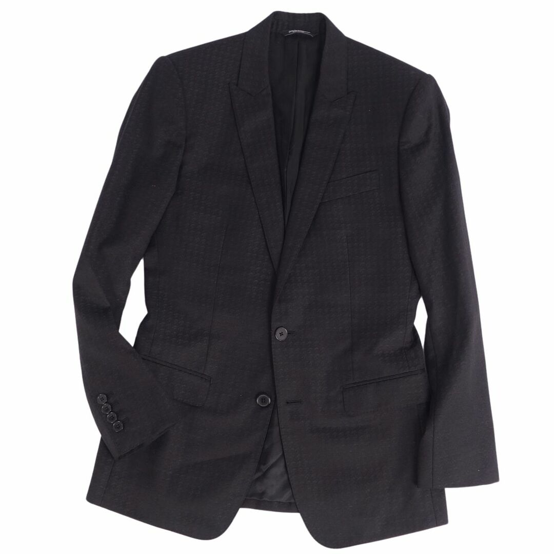 ドルチェ&ガッバーナ DOLCE&GABBANA セットアップ スーツ 3ピース 総柄 ウール ジャケット パンツ イタリア製 44(S相当) ブラック