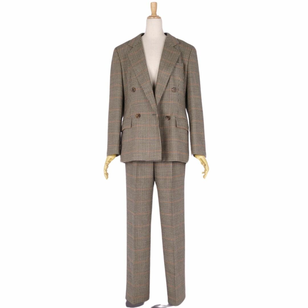 美品 Vintage バーバリー Burberrys セットアップ スーツ 千鳥格子 ウール ジャケット パンツ レディース 11(L相当) ライトカーキ 美品 Vintage バーバリー Burberrys セットアップ スーツ 千鳥格子 ウール ジャケット パンツ レディース 11(L相当) ライトカーキ