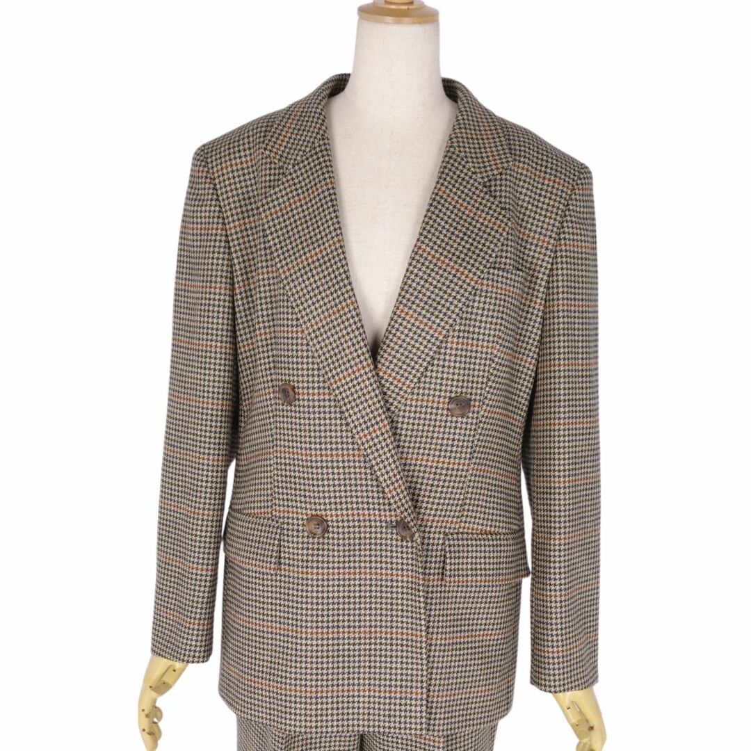 美品 Vintage バーバリー Burberrys セットアップ スーツ 千鳥格子 ウール ジャケット パンツ レディース 11(L相当) ライトカーキ 美品 Vintage バーバリー Burberrys セットアップ スーツ 千鳥格子 ウール ジャケット パンツ レディース 11(L相当) ライトカーキ