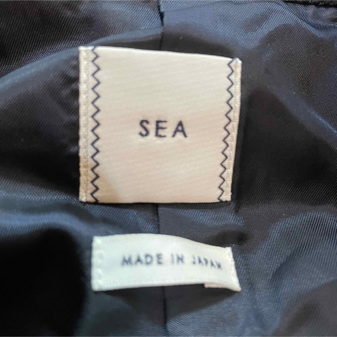 【美品】SEA ジャケット 紺ブレザー カシミヤ混 金ボタン ダブル