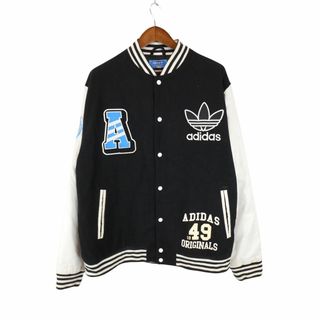 adidas originals アディダス オリジナルス スタジアムジャケット 胸元ワンポイントロゴ リブ入り ブラック (メンズ S)   N9843