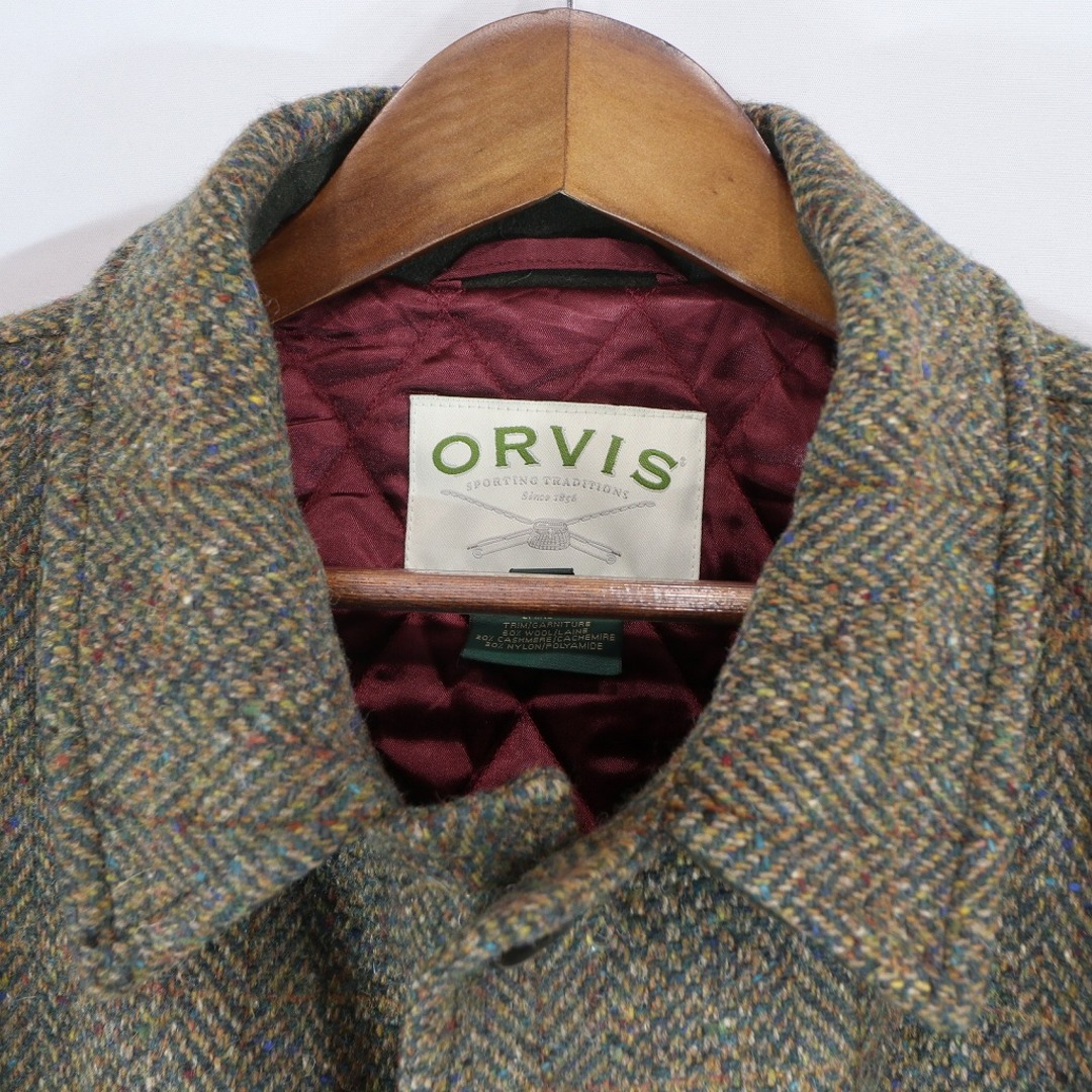 2000年代 ORVIS オービス ステンカラーコート 防寒  大きいサイズ ツイード カーキ (メンズ XXL)   O6232