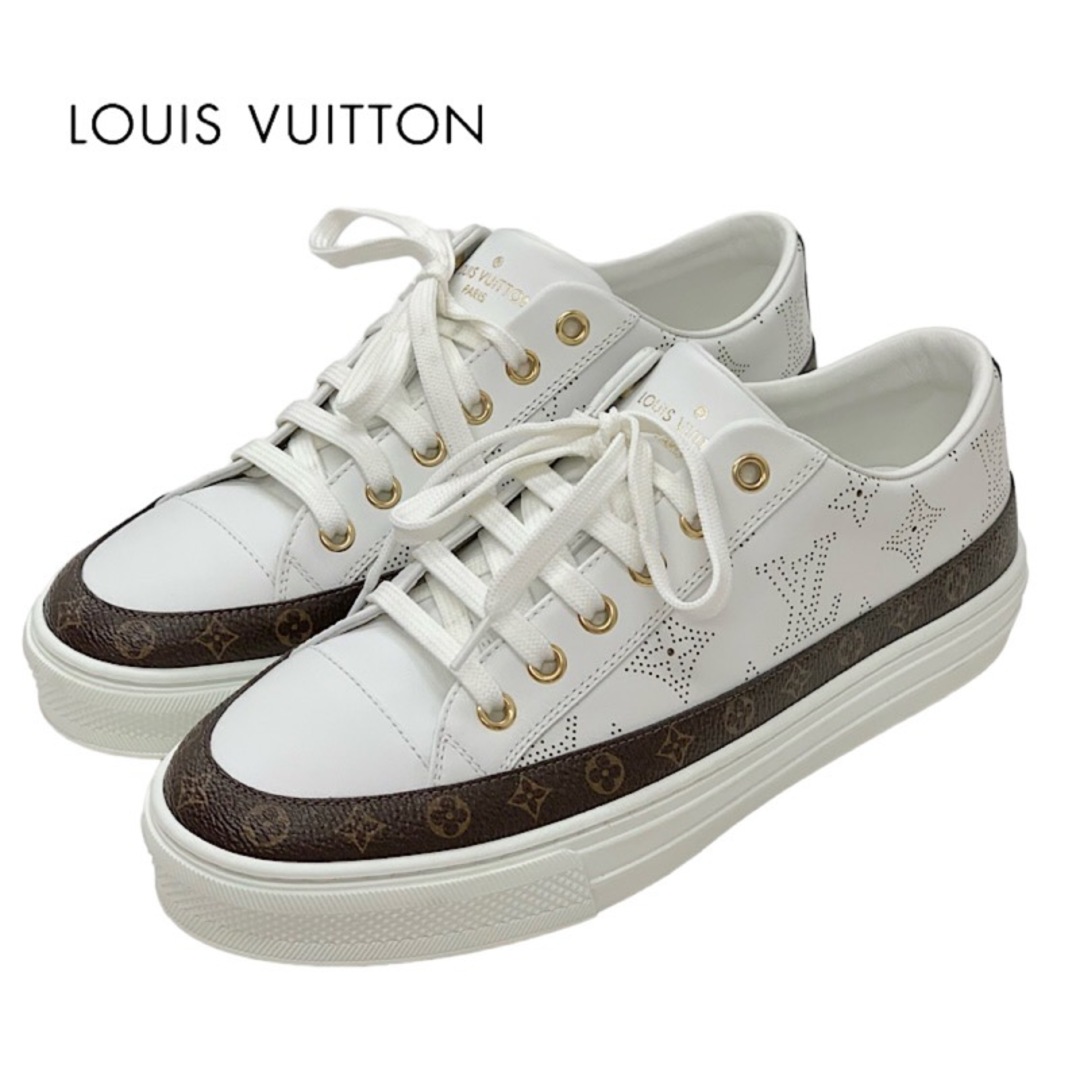 LOUIS VUITTON(ルイヴィトン)のルイヴィトン ステラーライン モノグラム レザー スニーカー 靴 シューズ ホワイト ブラウン レディースの靴/シューズ(スニーカー)の商品写真