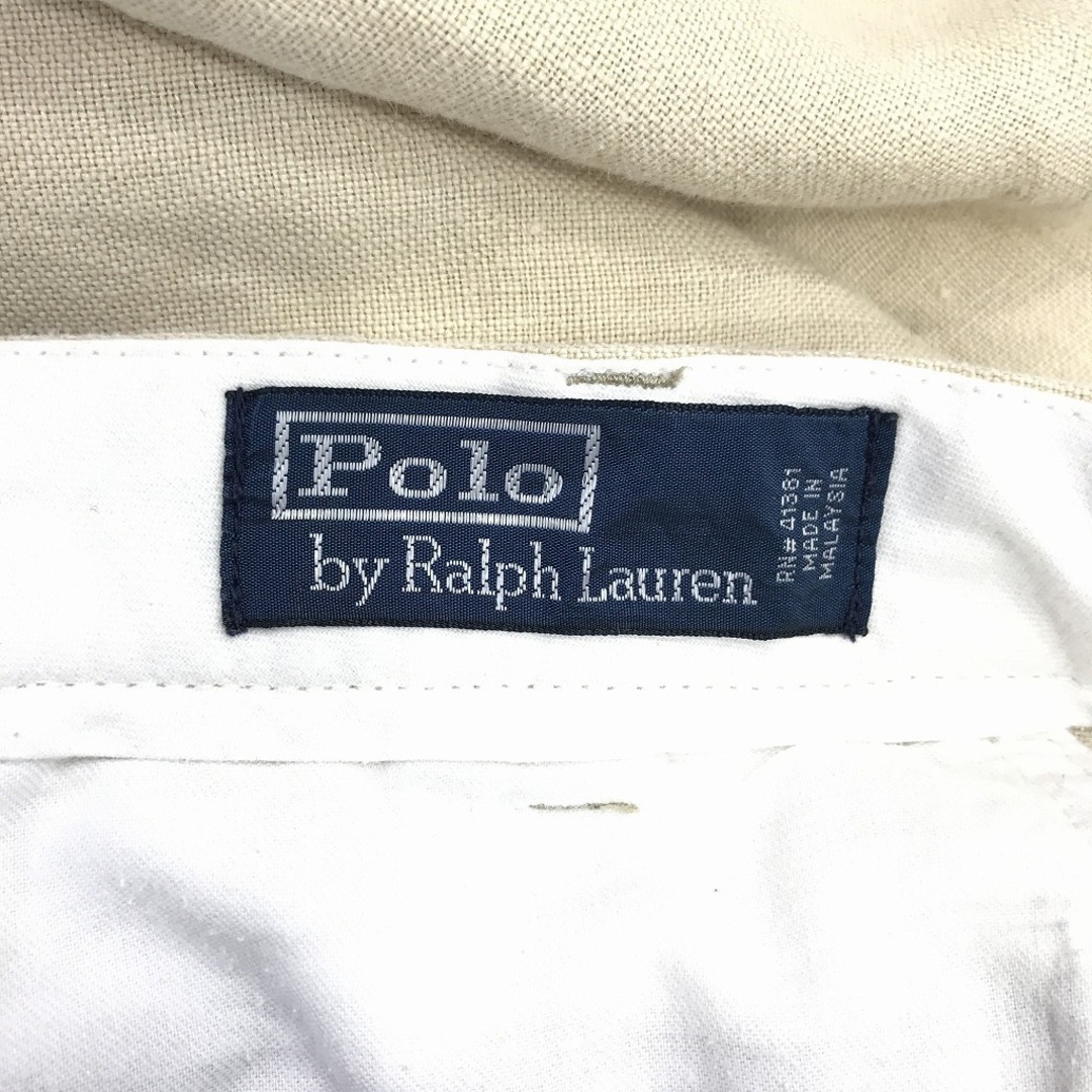 POLO RALPH LAUREN(ポロラルフローレン)のPolo by Ralph Lauren ポロバイラルフローレン リネンパンツ スラックス ベージュ (メンズ 36×32) 中古 古着 O6279 メンズのパンツ(スラックス)の商品写真