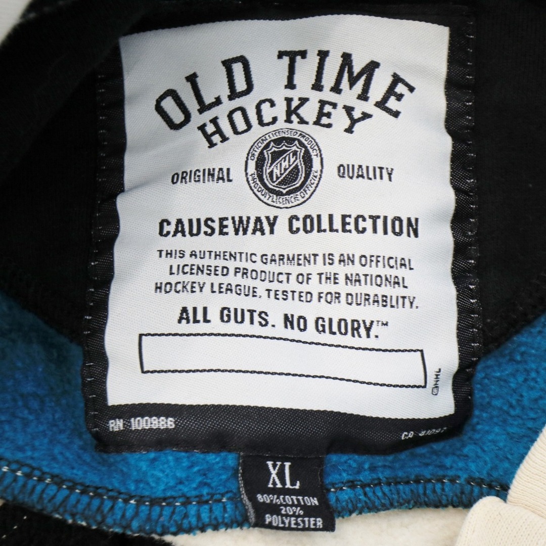 OLD TIME HOCKEY NHL サンノゼ シャークス フーディ パーカー 刺繍 プロチーム スポーツ ブラック (メンズ XL) 中古 古着 O6305 メンズのトップス(パーカー)の商品写真