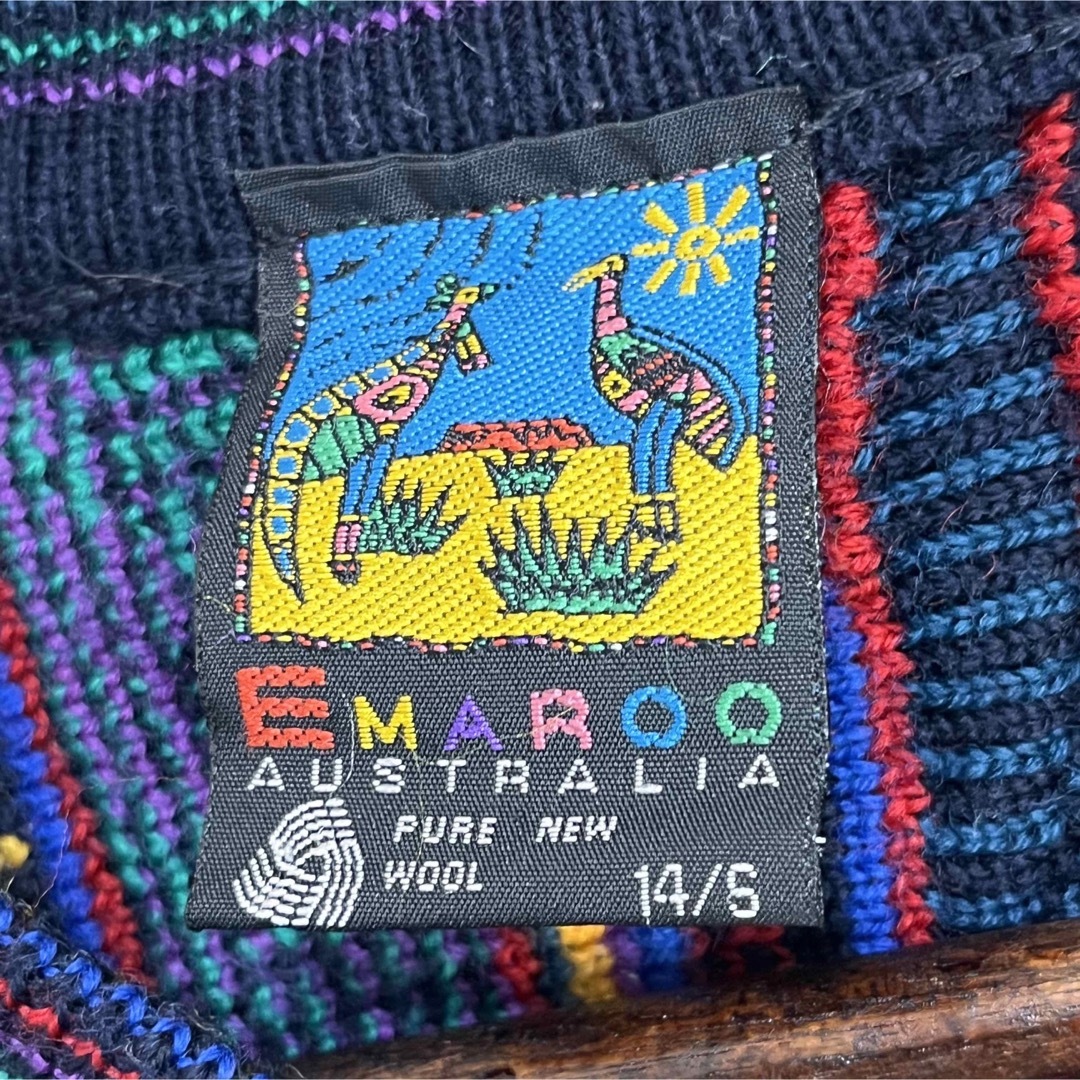 EMAROO 立体ニット セーター マルチカラー オーストリア ウール 個性的