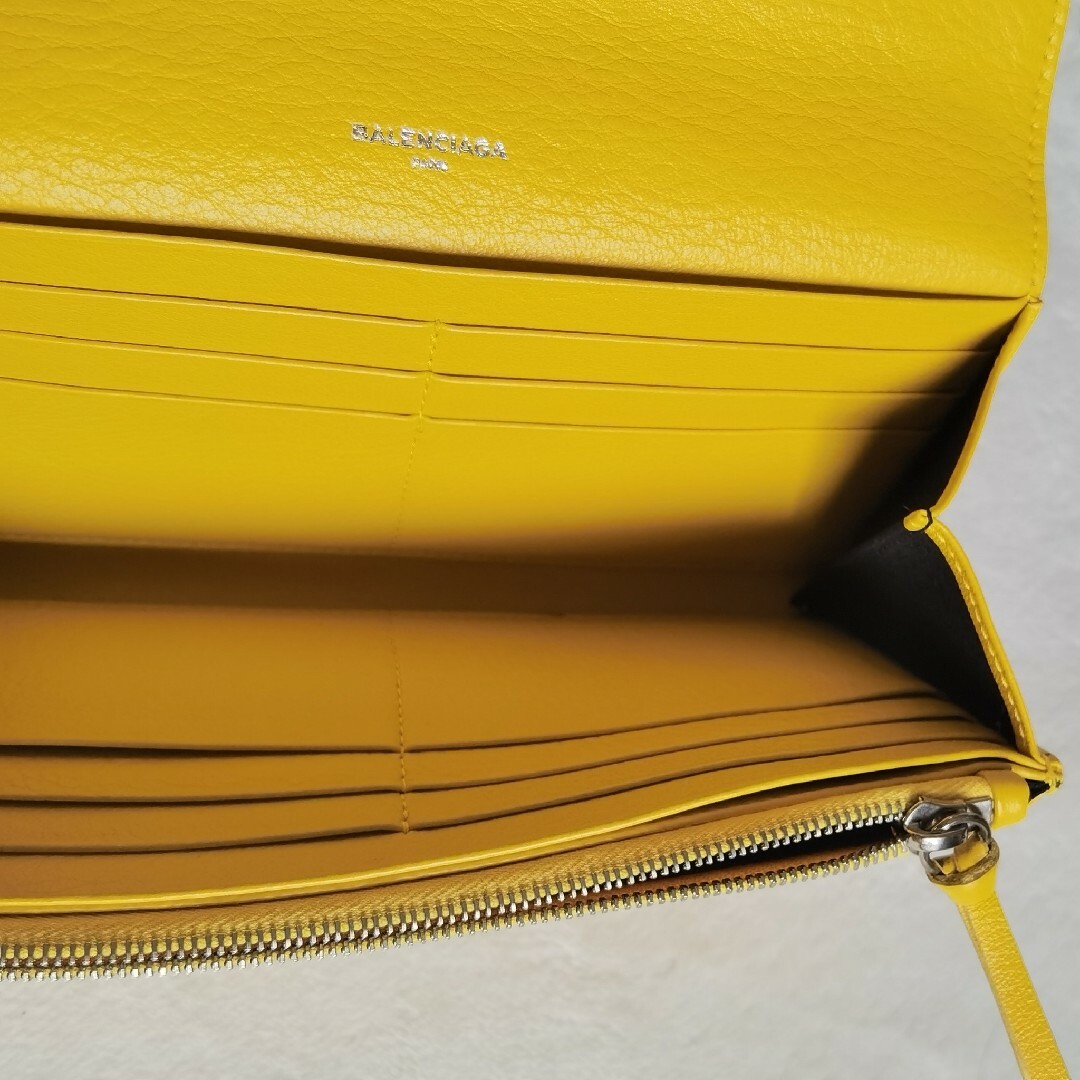Balenciaga(バレンシアガ)の美品 BALENCIAGA ペーパーマニー 長財布 黄色 本革 スナップボタン レディースのファッション小物(財布)の商品写真