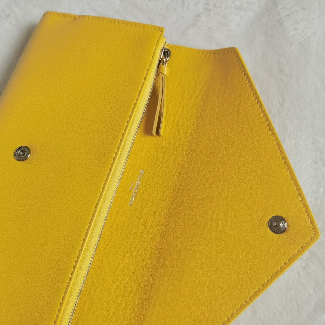 Balenciaga(バレンシアガ)の美品 BALENCIAGA ペーパーマニー 長財布 黄色 本革 スナップボタン レディースのファッション小物(財布)の商品写真