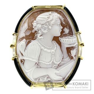 SELECT JEWELRY カメオ　ダイヤモンド オニキス シェル ブローチ K18YG レディース