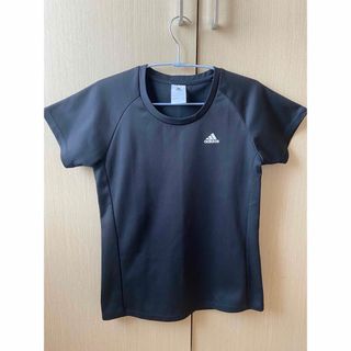 アディダス(adidas)のadidas アディダス レディース トップス 半袖 黒 スポーツウェア(Tシャツ/カットソー(半袖/袖なし))