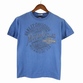 VINTAGE ヴィンテージ 90s Harley-Davidson Motorcycles ハーレーダビッドソン モータースポーツロゴ半袖Tシャツ カットソー ネイビー