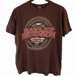 ハーレーダビッドソン(Harley Davidson)のHARLEY DAVIDSON ハーレーダビッドソン ロゴプリント 半袖Ｔシャツ ブラウン (メンズ XL) 中古 古着 O6329(Tシャツ/カットソー(半袖/袖なし))