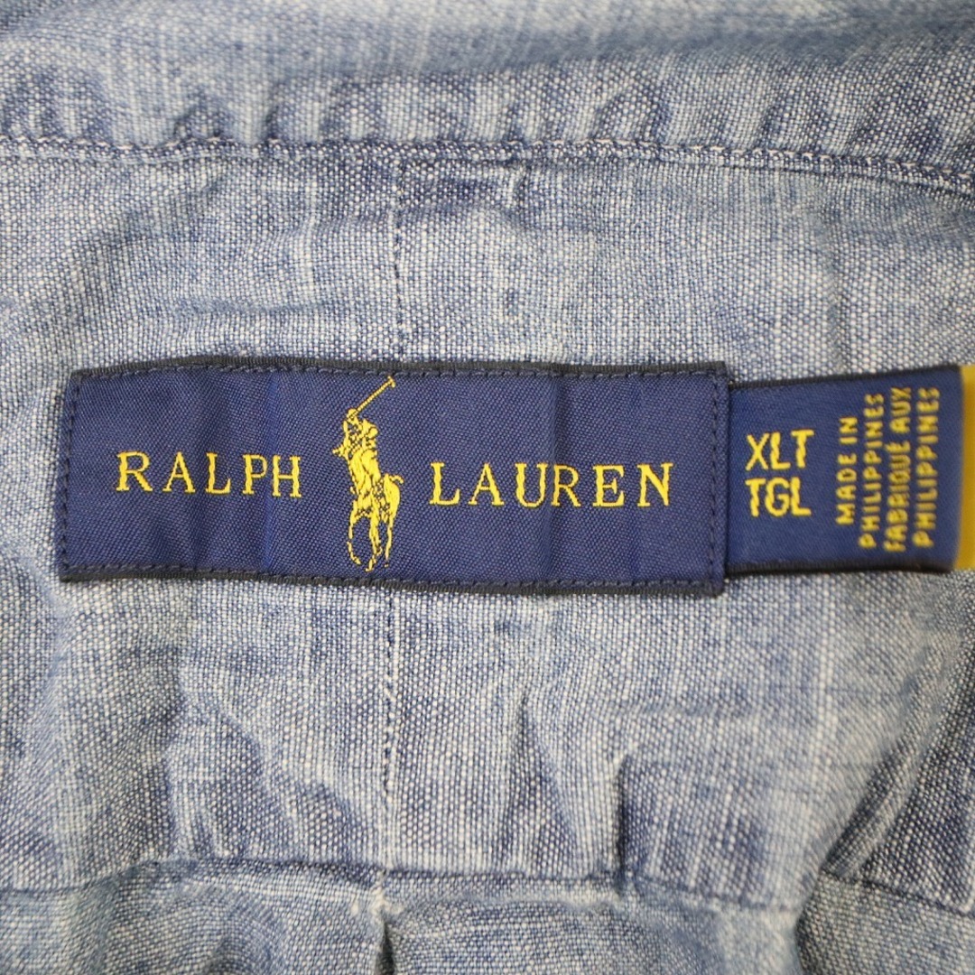 POLO RALPH LAUREN(ポロラルフローレン)のPolo by Ralph Lauren ポロバイラルフローレン ボタンダウン 長袖シャツ 刺繍 ブルー (メンズ XLT) 中古 古着 O6353 メンズのトップス(シャツ)の商品写真