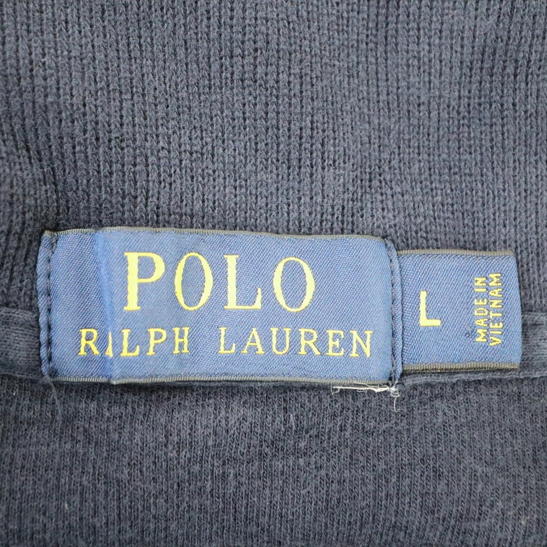 POLO RALPH LAUREN(ポロラルフローレン)のPolo by Ralph Lauren ポロバイラルフローレン ハーフジップ スウェット ニット 刺繍 ポニーロゴ ネイビー (メンズ L) 中古 古着 O6349 メンズのトップス(スウェット)の商品写真