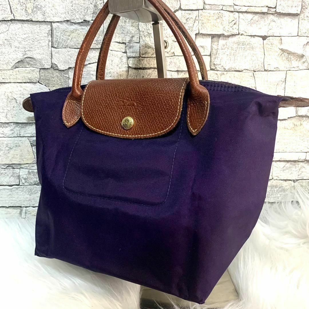 LONGCHAMP(ロンシャン)のLONGCHAMP ロンシャン レザーロゴ折り畳みハンドバッグ ナイロントート レディースのバッグ(トートバッグ)の商品写真