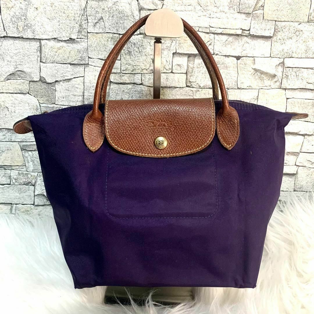 LONGCHAMP(ロンシャン)のLONGCHAMP ロンシャン レザーロゴ折り畳みハンドバッグ ナイロントート レディースのバッグ(トートバッグ)の商品写真