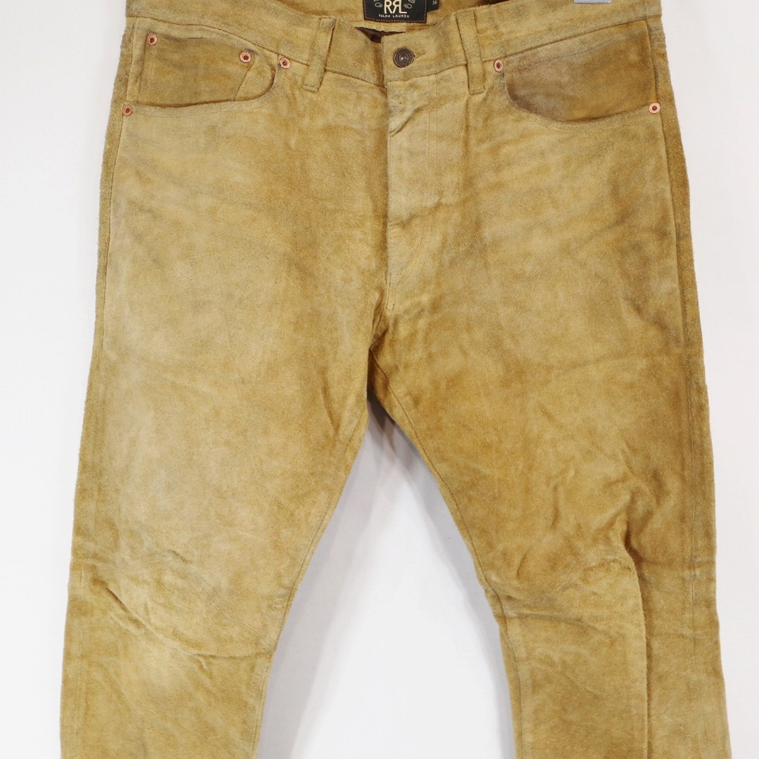 2000年代～ RRL ダブルアールエル レザー デニムパンツ ブラウン (メンズ 36) 中古 古着 O6399 メンズのパンツ(デニム/ジーンズ)の商品写真