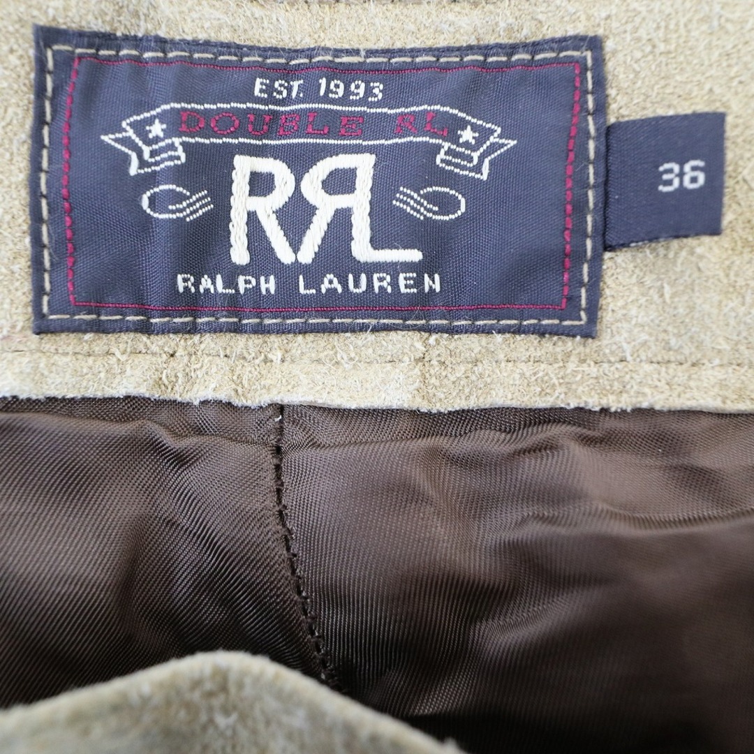 2000年代～ RRL ダブルアールエル レザー デニムパンツ ブラウン (メンズ 36) 中古 古着 O6399 メンズのパンツ(デニム/ジーンズ)の商品写真