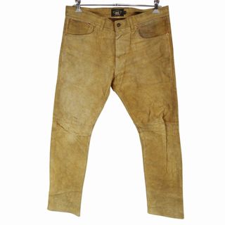 2000年代～ RRL ダブルアールエル レザー デニムパンツ ブラウン (メンズ 36) 中古 古着 O6399(デニム/ジーンズ)