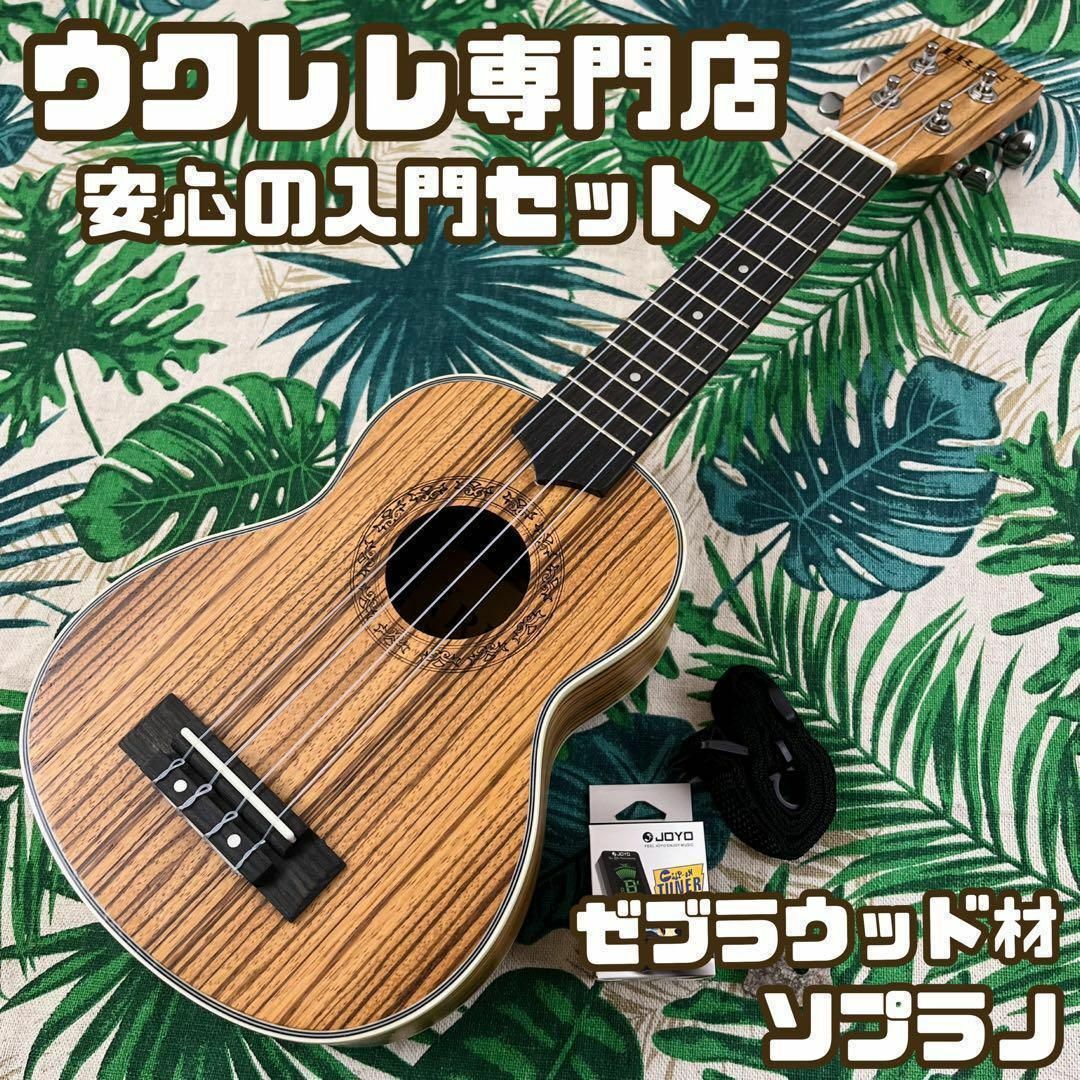 【Vangoa ukulele】ゼブラウッドのエレキテナーウクレレ【入門セット】